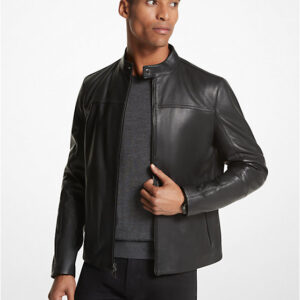 Michael Kors Mens Leather Racer Jacket