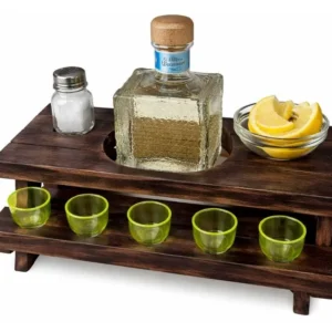 Tequila Bench Piece Bar Set (Wooden, Glass, Plastic)