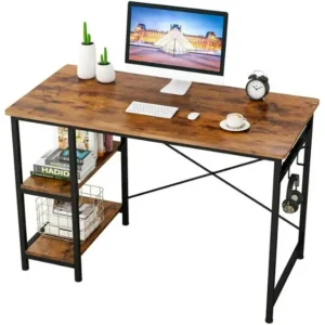 Amika Aurora Elyse Industrial Computer Desk Ebony Office Table