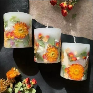 Floral Scented Candles (Multicolour, Pack of 3)