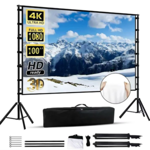 120-Inch Portable High-Brightness Retractable Projection Screen