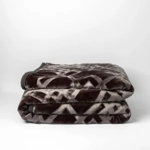 Embossed Luxury Mink Blanket 200x240cm Charcoal