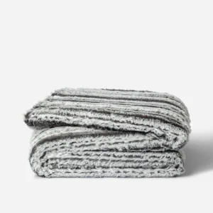 Stripes Sheepskin Throw 150x200cm Charcoal