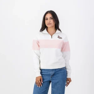 Springboks Hoop Quarter Zip Crop Sweat-Rose Quartz